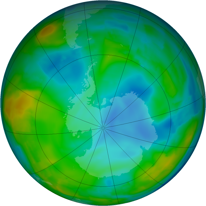 Antarctic ozone map for 17 July 2009